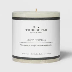 Pillar Candle Soft Cotton White - Threshold™ -Decor House GUEST d55a5595 2986 4235 8fc7 cb696b617fa6