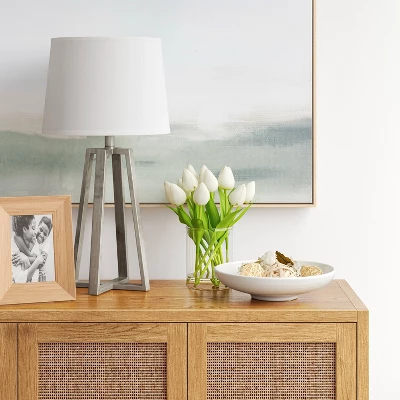 Brushed Linear Large Lamp Base Silver - Threshold™ 3 Brushed Linear Large Lamp Base Silver - Threshold™