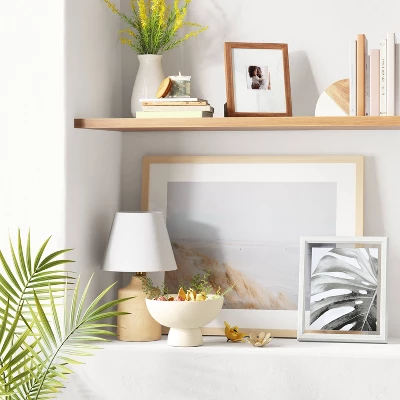 10.95" X 8.94" Matted To 4" X 4" Mid Tone Wood Single Image Frame Brown - Threshold™ 3 10.95" X 8.94" Matted To 4" X 4" Mid Tone Wood Single Image Frame Brown - Threshold™