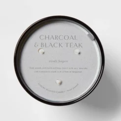 Colored Vase Glass With Dustcover & Black Teak Candle Black - Threshold™ -Decor House GUEST db5f0a77 3d4b 4811 aeb9 5e16fded9c82