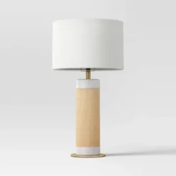 Ceramic Table Lamp With Natural Wrap White - Threshold™ -Decor House GUEST e01250f9 e0e6 4ca1 99cd e9e54fdd259d