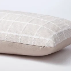 Oblong Woven Grid Decorative Throw Pillow Light Beige - Threshold™ Designed With Studio McGee: Cotton Ribbed, Indoor Rectangle Cushion -Decor House GUEST e0a5a835 1d1f 44e1 8c33 7751ce5df7fc