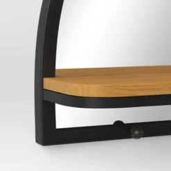 24"x15" Arch Wall Mirror With Shelf And Pegs Brown/Black - Threshold™: Modern Style, Horizontal Orientation, Includes Mounting Hardware -Decor House GUEST e231dd8f beeb 45b4 8ced 6ab340f72156