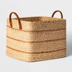 Braided Water Hyacinth Basket With Faux Leather Handles - Threshold™ 10 Braided Water Hyacinth Basket With Faux Leather Handles - Threshold™ -Decor House GUEST e75c136f 3764 438e a3e1 3ff7d3618fa0
