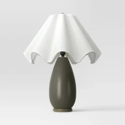Wavy Shade Collection With Ceramic Base Table Lamp Green - Threshold™