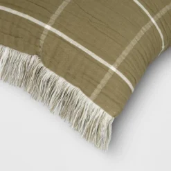 Oversized Cotton Gauze Grid Lumbar Throw Pillow Olive Green - Threshold™ -Decor House GUEST ece980f7 5377 40de bc2f d931b57617cf