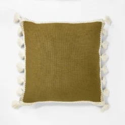 Woven Frame Square Throw Pillow With Side Tassels - Threshold™ Designed With Studio McGee -Decor House GUEST f0a5608e 34a9 4fe1 b492 5b1a9e62ecd1