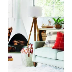 Oak Wood Tripod Floor Lamp Dark Brown - Threshold™ -Decor House GUEST f662f2ec 6ed0 4f35 8681 9ea5c84bfc7c