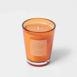 Colored Vase Glass With Dustcover Mandarin & Guava Candle Orange - Threshold™ -Decor House GUEST f690da26 0feb 4a9d 8634 caaa1172c9d3